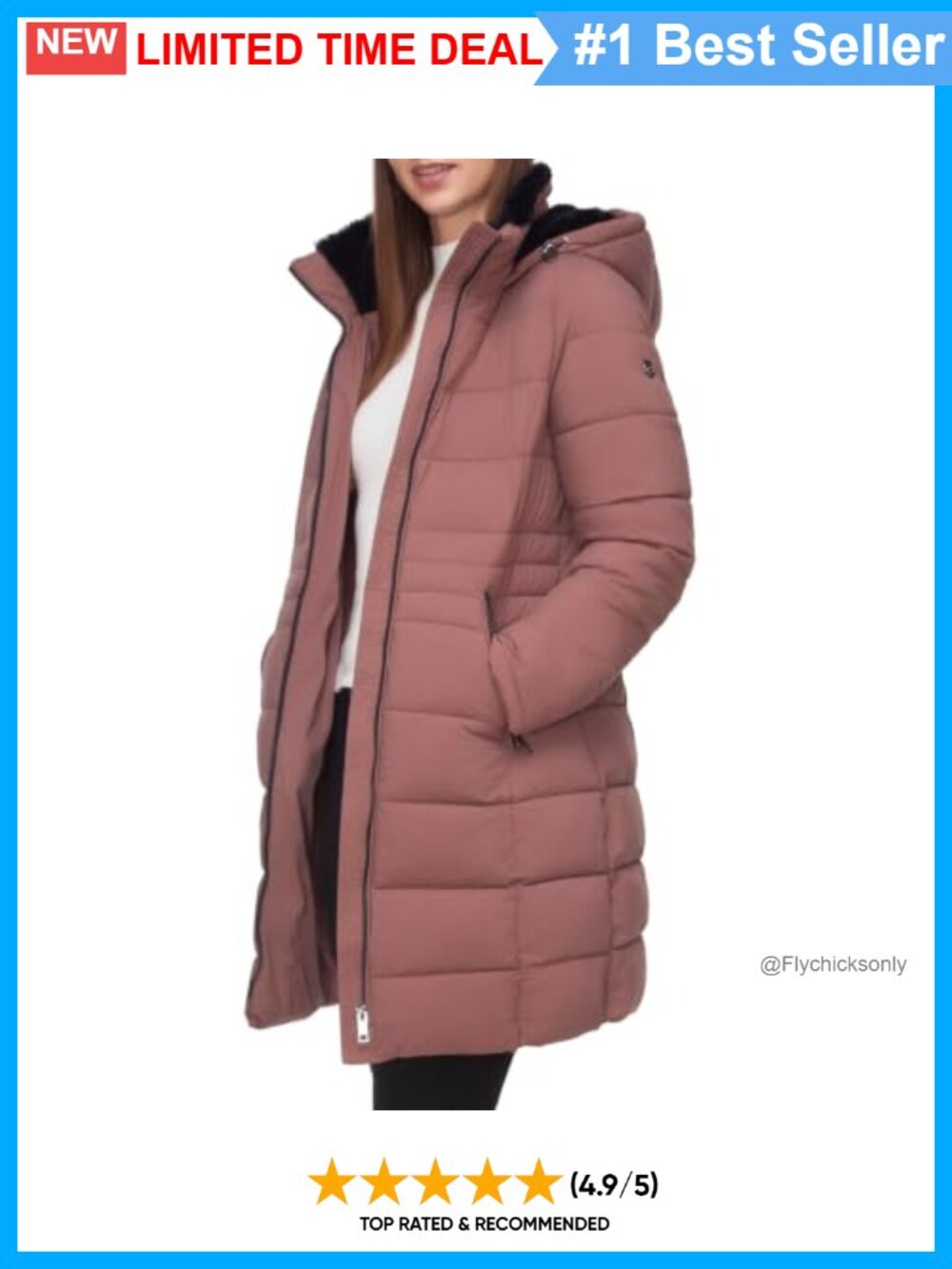 Water Resistant Maxi Puffer Jacket Faux Fur Hood Quilted Winter Coat